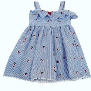 Blueberi Boulevard Toddler Girls Blue Floral Gingham Sun Dress 3T